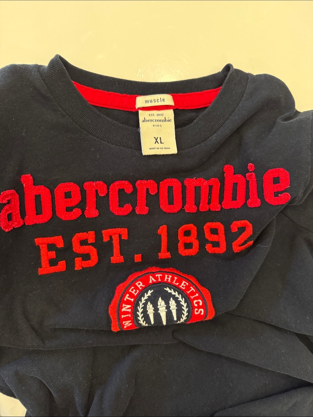 abercrombie kids Navy Long Sleeve Tee with Red Logo - Picture 11 of 13